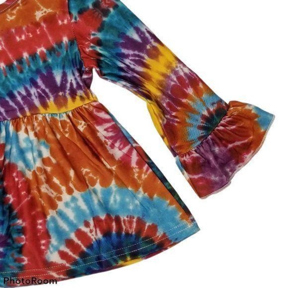Tie Dye Long Bell Sleeve Dress - Picture 2 of 3